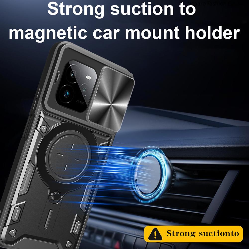Slide Lens Push Window Armor Funda for OPPO Realme GT 7 Pro 5G Case for Realme GT7 Pro 5G Case Magnetic Rotate Ring Stand Cover