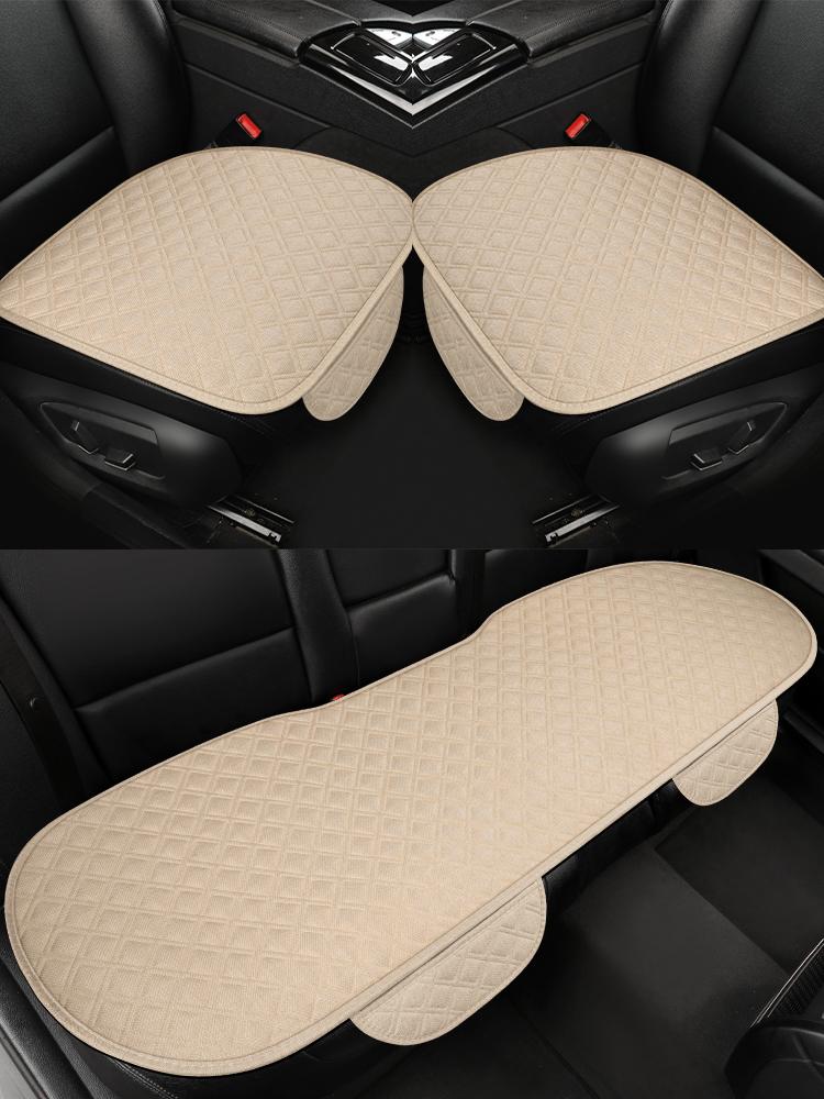 Car Seat Cushion, Dirt Resistant Linen Seat Cover, Small Three Pieces, Driver'S Seat, Single Seat, Small Waist