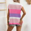 Women's Fashionable Casual Color-blocked U-neck Short-sleeved Sweater