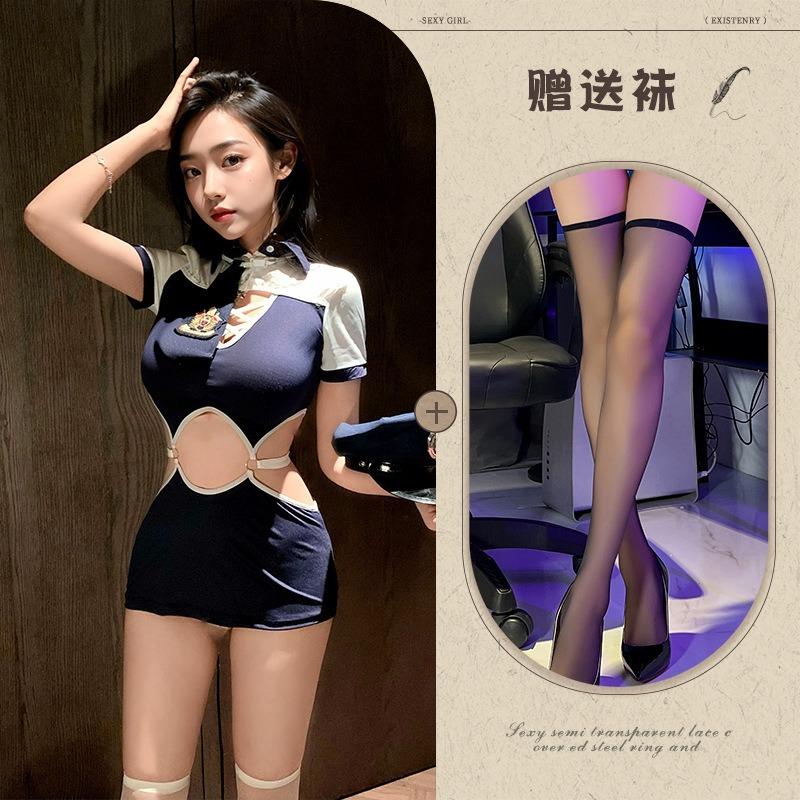 Sexy lingerie sexy policewoman cos uniform seduction instructor small breasts and thin mood hip-wrapped onesie suit