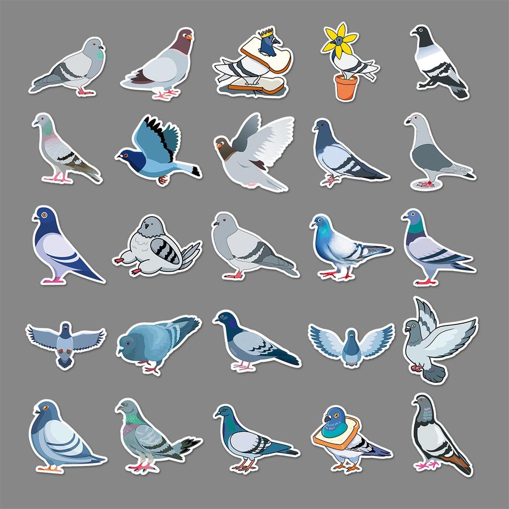 50 Pigeon Graffiti Cartoon Animal Stickers for Kids – Waterproof DIY Guka Suitcase & Water Bottle Decor