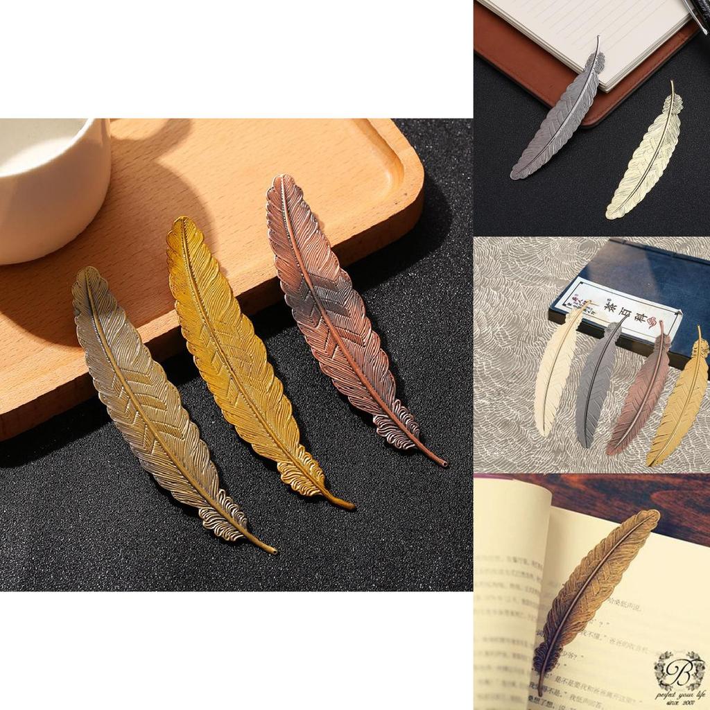 Ethnic Retro Metal Feather Bookmark With Electroplated Finish For Diy Crafts And Student Gifts
