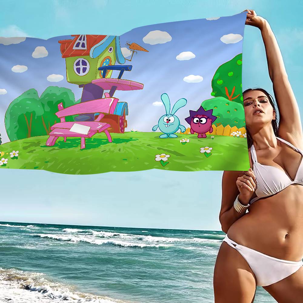 Popular S-Smeshariki Animation Anime Beach Swimming Towel Soft Absorbent Washcloth Children's Gifts For Kids Travel Camping Gym
