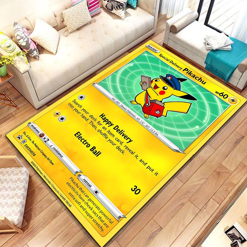 Pokemon Karten Serie Anime Poster Großer Teppich 3D Teppiche Zuhause für Wohnzimmer Kinderzimmer Sofa Fußmatte Dekor Kind Bodenteppich