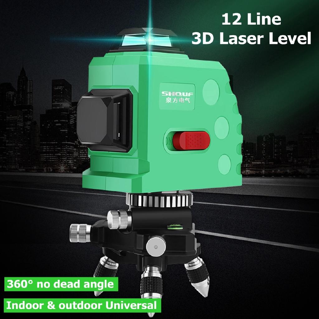 12 Line New 360 Horizontal Vertical Cross 3D Green Light Laser Level Self-Leveling Measure Super Powerful Laser Beam