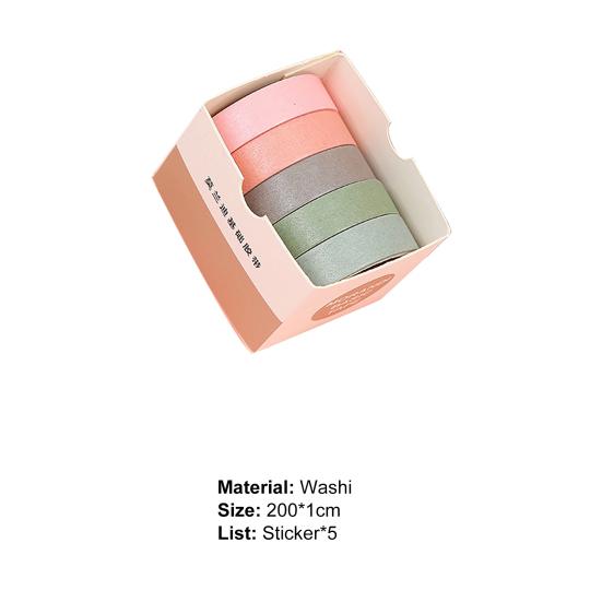 5 Rolls/Set Tape Stylish Bright-colored Washi Exquisite Wide Application Scrapbooking Tape for Handicraft