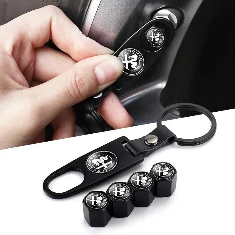 Auto Styling Car Wheel Tire Valve Stem Caps Keychain For Alfa Romeo Giulia Stelvio Giulietta 156 159 147 Mito Tonale Accessories ze0