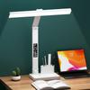 Lampa stołowa z zegarem LED USB z możliwością przyciemniania lampa biurkowa 2 głowice 180 obrót składana ochrona oczu lampka nocna do czytania