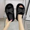 Fashion Internet Celebrity Platform Plush Slippers for Women's Outward Wear, New Velvet Cotton Mops for Autumn and Winter 2025