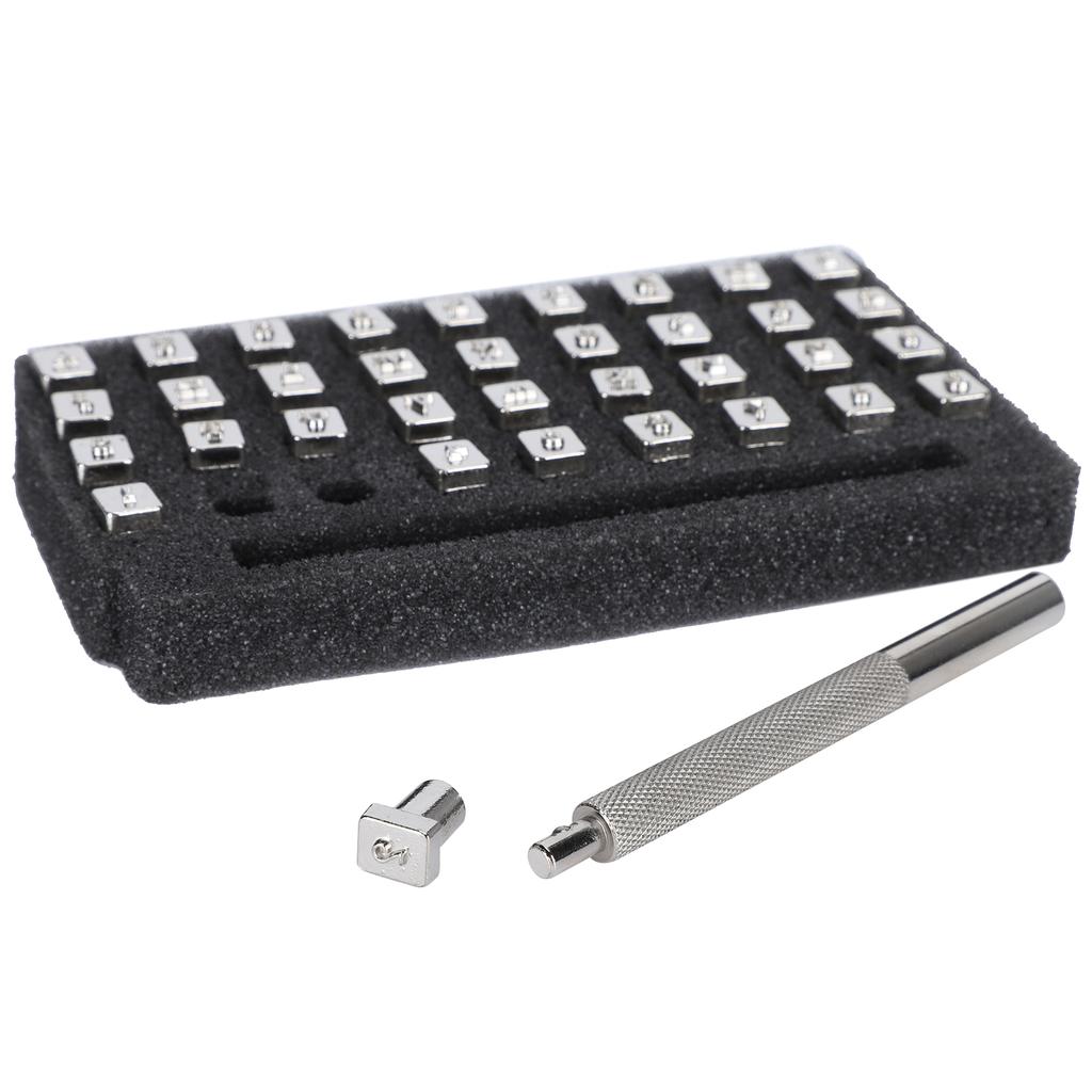 36Pcs Leather Stamp Pattern Number Alphabet Punch Carving 1Pc Handle Craft DIY Tool 3.5mm