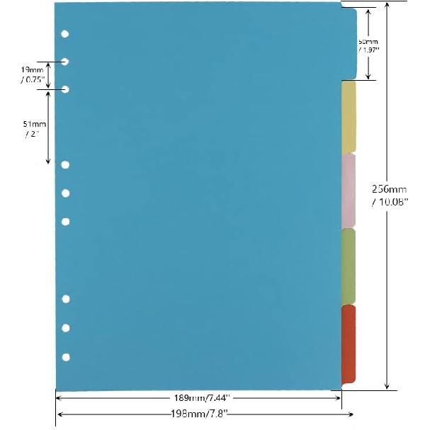 4 Pack B5 Binder Index Dividers 5 Tabs 9 Hole Punched Round Ring Binder Divider Planner Filler Paper erts for Loose Leaf Binder Sheet Protectors(5