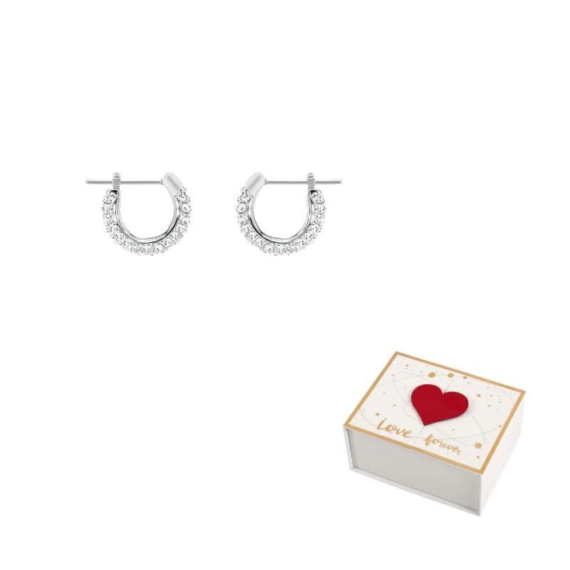 Swarovski Stone Faux Crystal Stone Earrings Womens One Size-white gift box платиновый