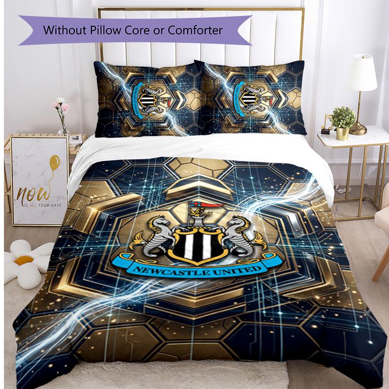 Newcastle United Football Printed 3 Pieces Bedding Set, Comfortable Skin Friendly Bedroom Duvet Cover Set