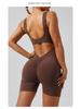 Women's Backless Slim Fit Yoga Jumpsuit - High Elastic, Hip Lifting, Square Neck, One-Piece Sports Shorts.