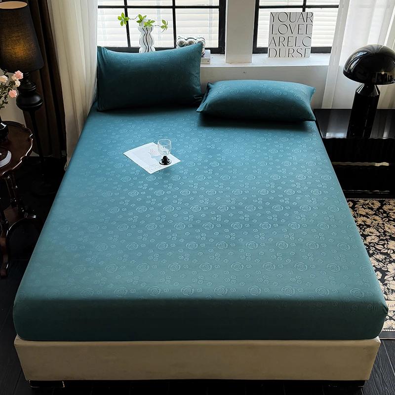 Brushed Fitted Sheet Elastic Bedsheet designed for Household Breathable Bed Linen Sabanas Para Cama Simple Style Bed Covers (No Pillowcase)
