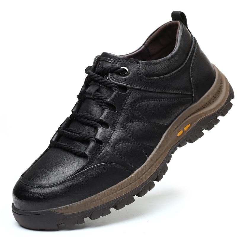 Men Casual Shoes Spring Split Leather Thick Buttom Wear-resistant Shoes