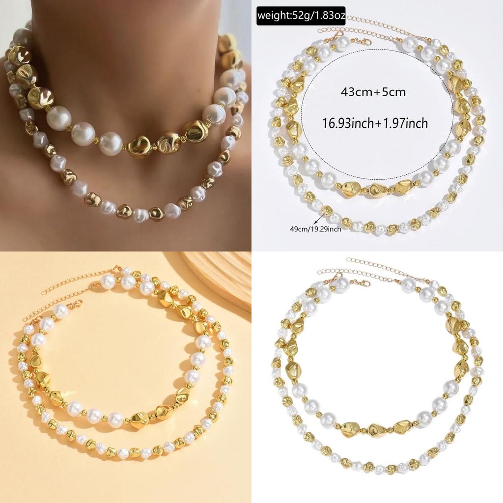 Vintage Artificial Pearl Necklace For Women With Geometric Pendant Elegant Autumn Winter Jewelry