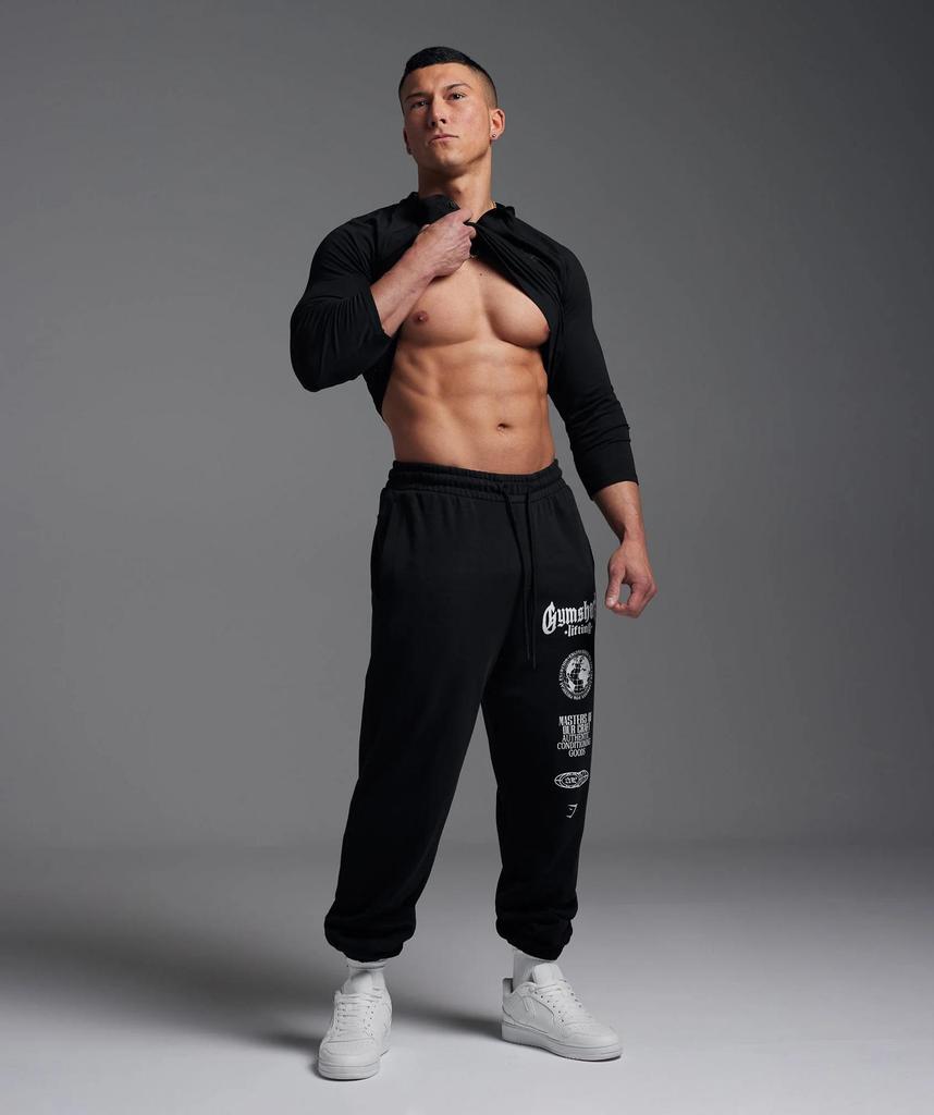 Men's American Style Shark Fitness Joggers - Outdoor Sports, Casual, Cotton, Loose Fit, Plus Size