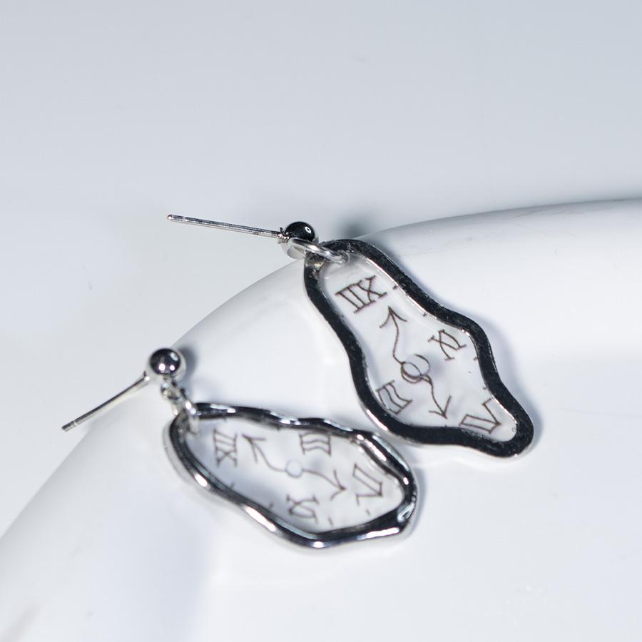 

Необычные стеклянные серьги-гвоздики в форме часов, позолоченные серьги с серебряным покрытием для женщин чистый