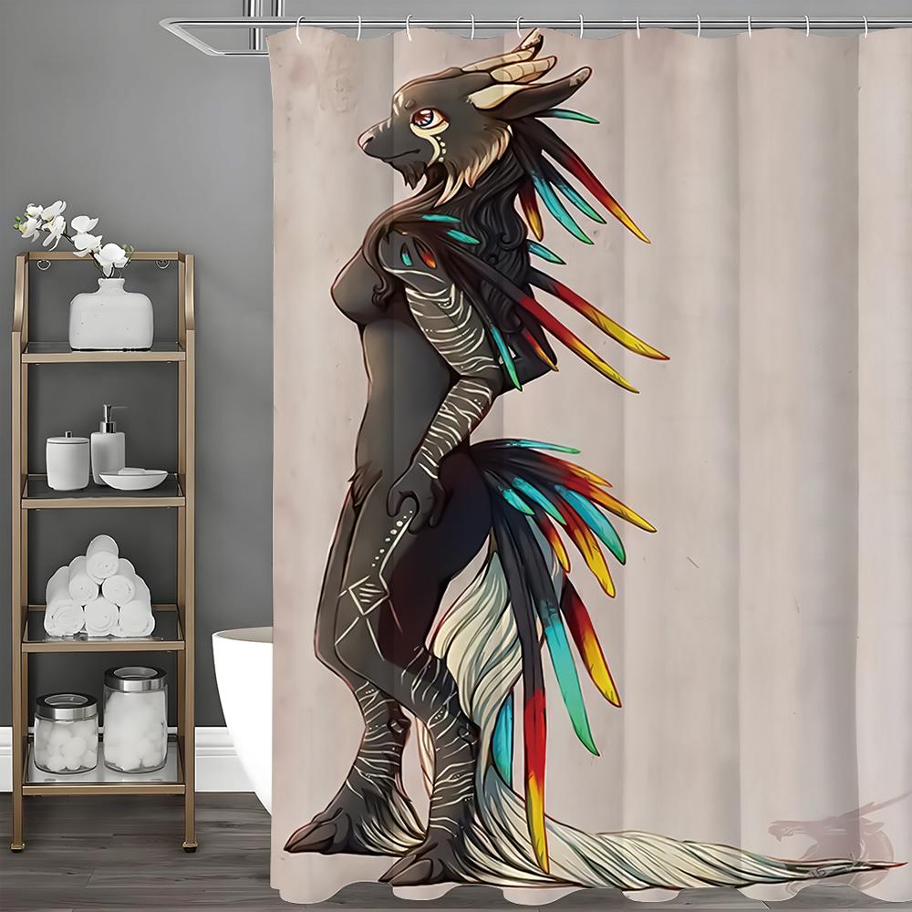 

Мультяшная шторка для душа с драконом, Декоративная шторка для душа для ванной комнаты, Водонепроницаемая шторка для душа с крючками 90*180cm