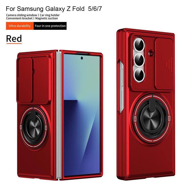 Case for Samsung Z FOLD 7 Shock Proof Tough Shell With Holder Kickstand Camera Sliding Window Protective Case Plain Shock Proof