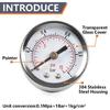 1/8'' NPT Fuel Pressure Gauge Center Back Mount Universal 0-1Bar Pressure Gauge