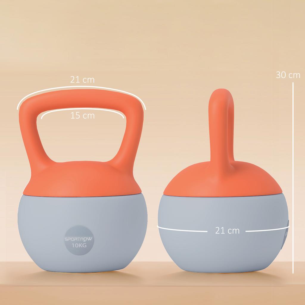 10KG Soft Kettlebell, Kettle Bell with Non-Slip Handle for Home Gym, Weight Lifting, Strength Training, Orange/Grey