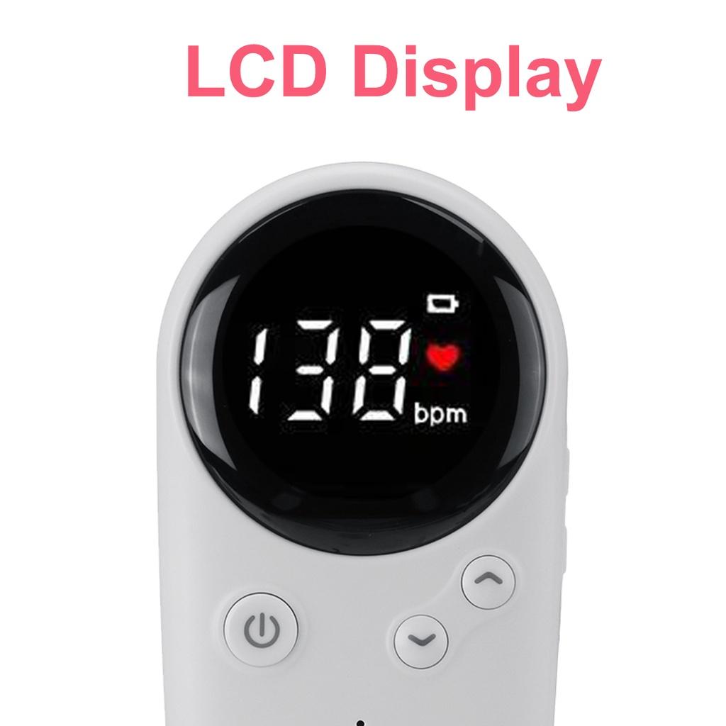 2.5MHz ABS Plastic Baby Heart Rate Monitor Pregnant Women Fetal Heart Rate Meter Household Baby Fetal Doppler Heartbeat Detector White