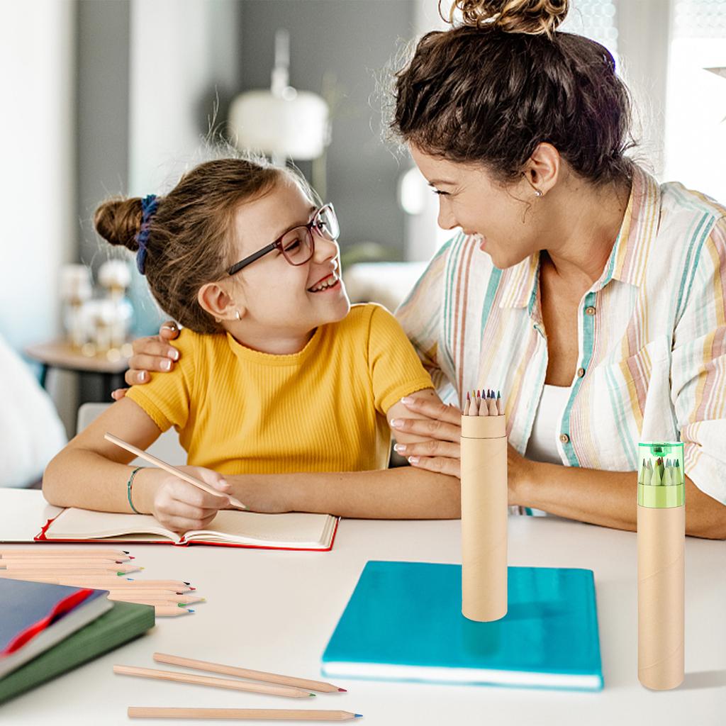 40 Pack Mini Drawing Colored Pencils With Sharpener 12 Color Mini Drawing Pencils Set 3.3Inch Short Fat Color Pencils In Tube Co