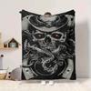 1pc Skull, Snake Blanket - Lightweight Flannel Fleece with Digital Printing, Soft Warm for Sofa, Travel, Camping, Office yy251018320