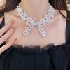 Bead Bow Necklace Imitation Pearl Collarbone Chain Fashion Clavicle Chain Women  Girls