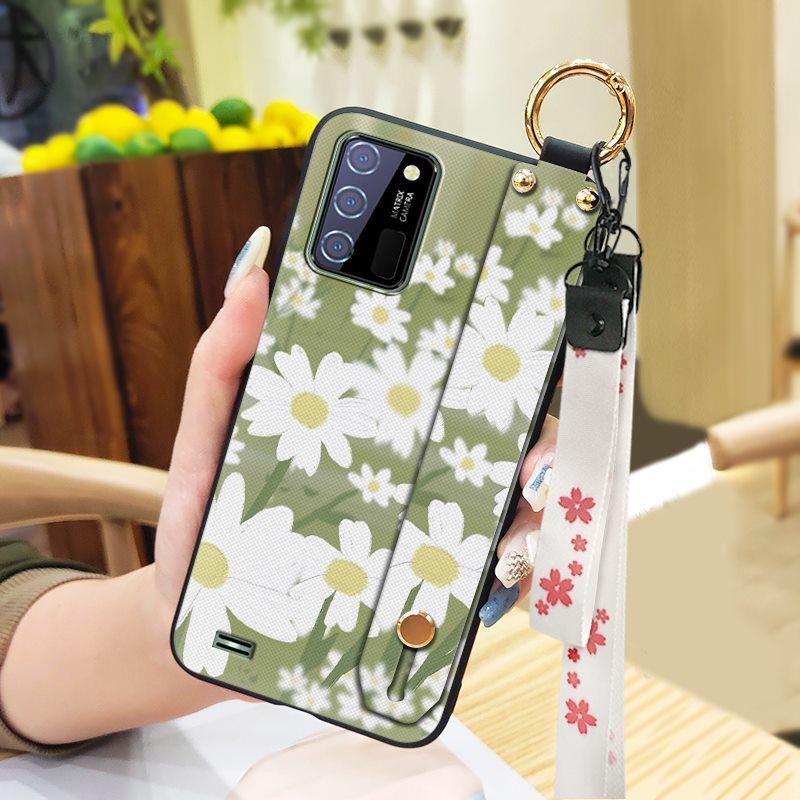 Phone Holder Kickstand Phone Case For Oukitel C25 Dirt-resistant Fashion Design Waterproof Wrist Strap Oil Painting Ring