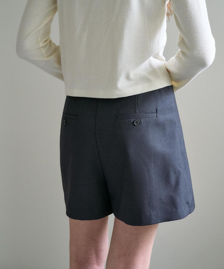 DEHEVE Buckle Wrap Skirt Pants [Charcoal]