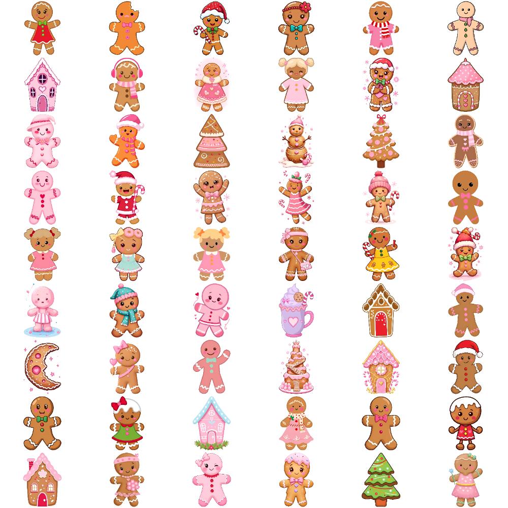 54pcs Temporary Tattoo Christmas Tree Waterproof Long-lasting Body Stickers Candy Cane Gingerbread House Cartoon For Arms Men