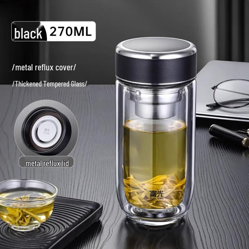 FUGUANG Double-Wall Glass Tea Mug with Infuser