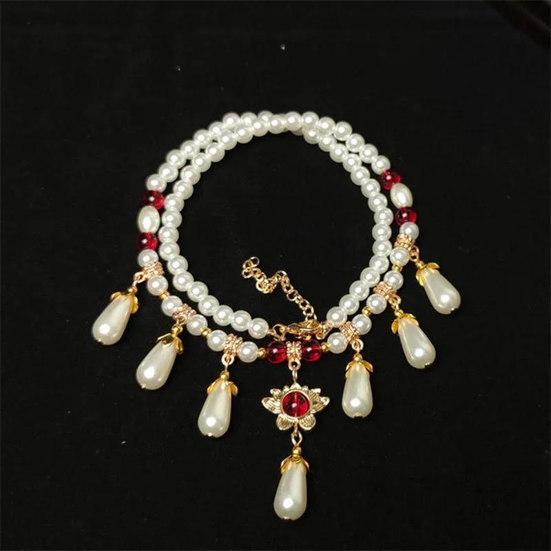 Bohemian Teardrop-Shaped Imitation Pearls Pendant Necklace for Women Hip Hop Pearl Chain Choker Necklace Jewelry Gifts