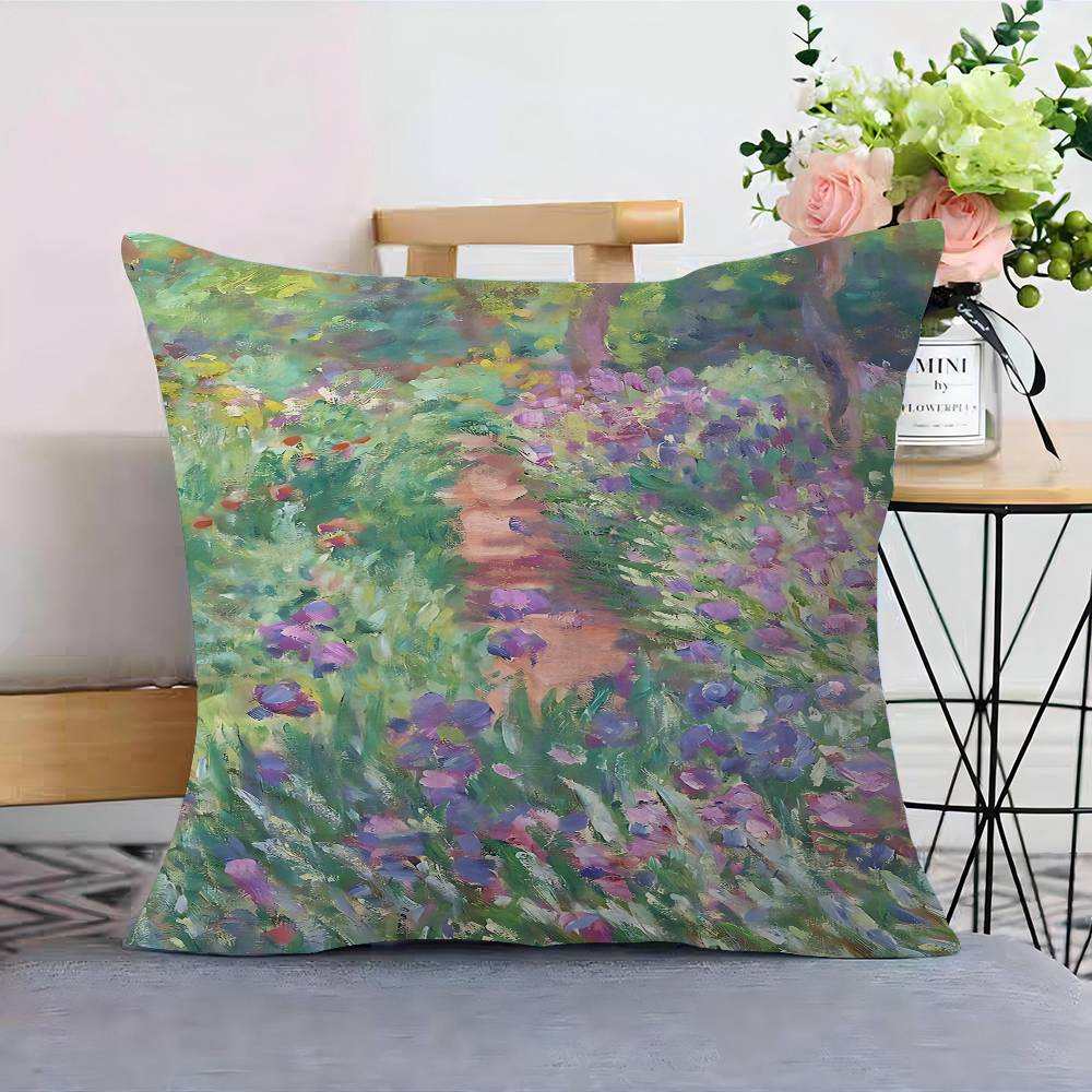 Famous Monet Modem Abstract Landscape Painting Personalized Picture Text Home Decorative Pillows Household Gifts 45x45cm
