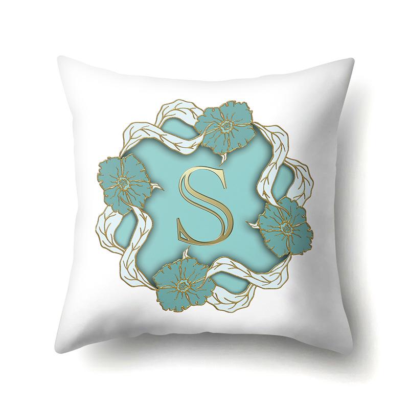Polyester Pillowcase Home Decoration Gold Printed Pillowcase 26 English Letters Bedside Cushion Cover