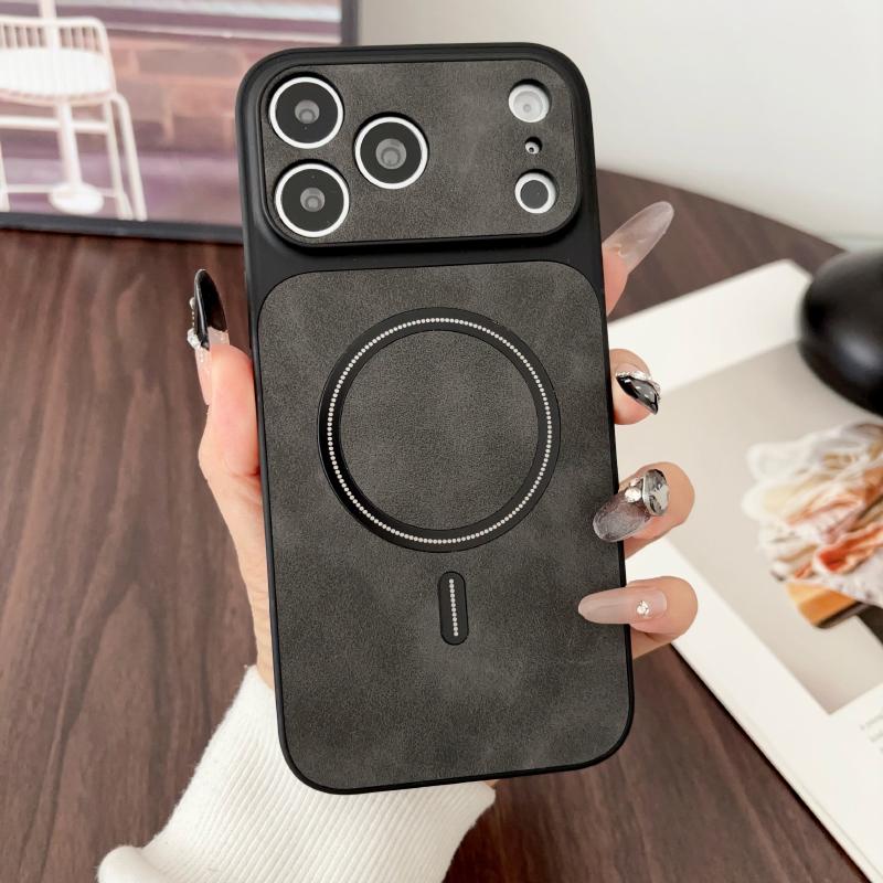 For MagSafe Magnetic Wireless Charging Soft TPU+Artificial Leather Phone Case For iPhone 17 Pro Max 15 13 14 16 Pro Max Cover