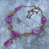 Friendship Day Sale Purple Quartz Stone Copper New Electroformed Chain Necklace VP-113