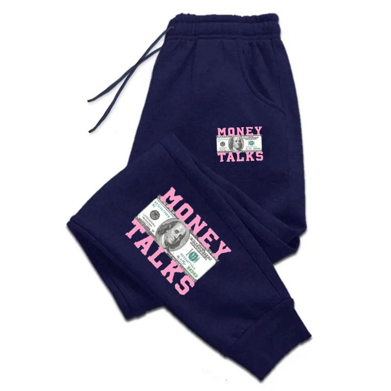 

Модные брюки-джоггеры с принтом «Money Talks», повседневные, универсальные, удобные, женские, зимние, спортивные, в стиле хип-хоп, длинные 4XL темно-синий