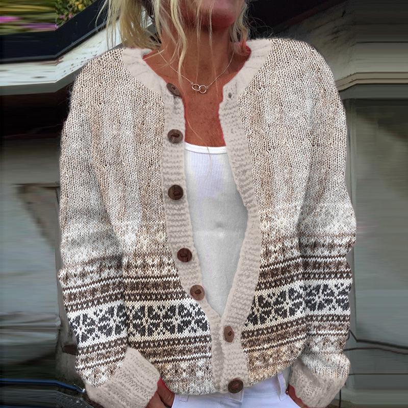 2026 foreign trade new 3D digital printing cardigan knitted jacket women's clothing early spring and autumn factory wholesale