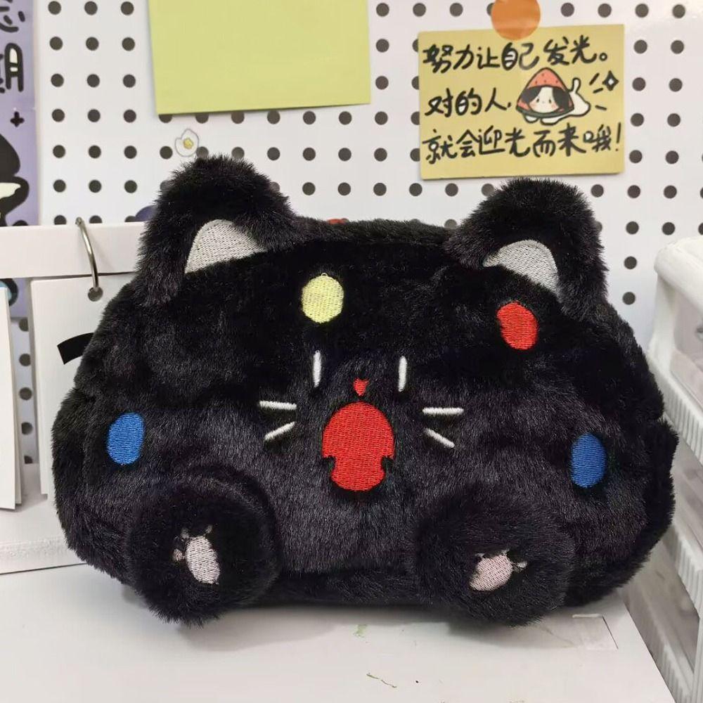 Zabawny Kot Kreskówka Piórnik Kawaii Duża Pojemność Torba do Przechowywania Artykułów Papierniczych Uroczy Puszysty Kot Nadrukowany Piórnik Do Użytku Studenckiego