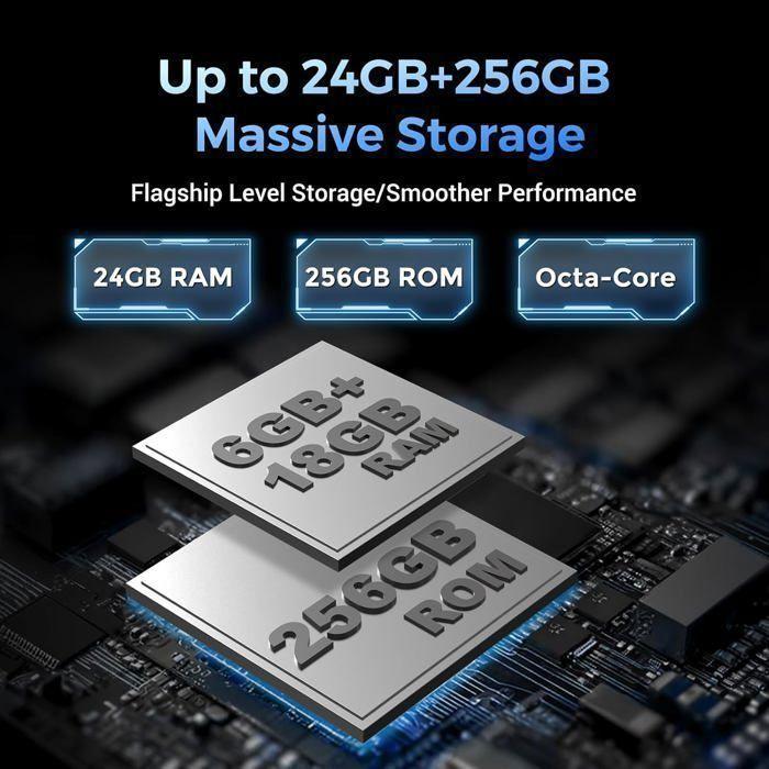 Telephone Portable Incassable FOSSiBOT F109S 24+256Go 6,75" 10600mAh Smartphone Robuste Caméra 50MP Téléphone Dual SIM/NFC/GPS Noir