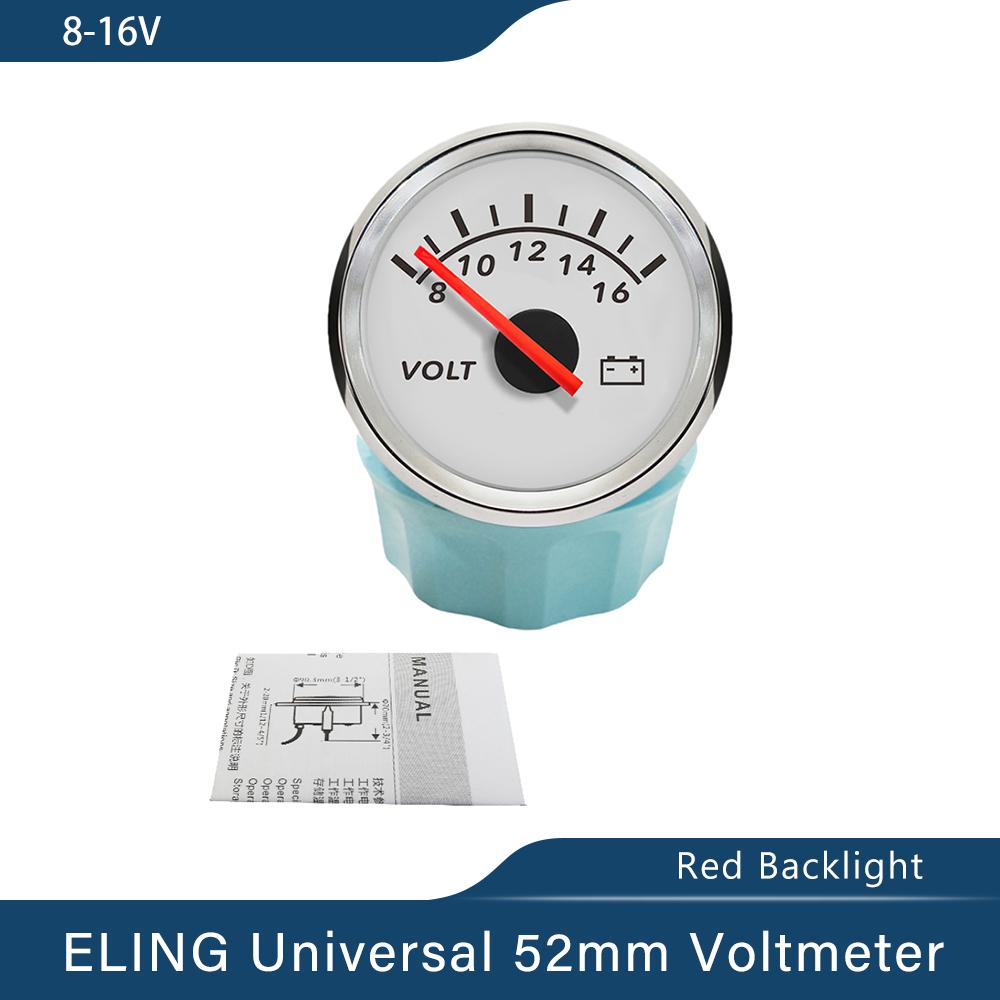 Waterproof 52mm Voltmeter Volt Gauge Meter 8-16V 16-32V 8-32V with Red Backlight for Motorcycle Car Yacht Boat Universal