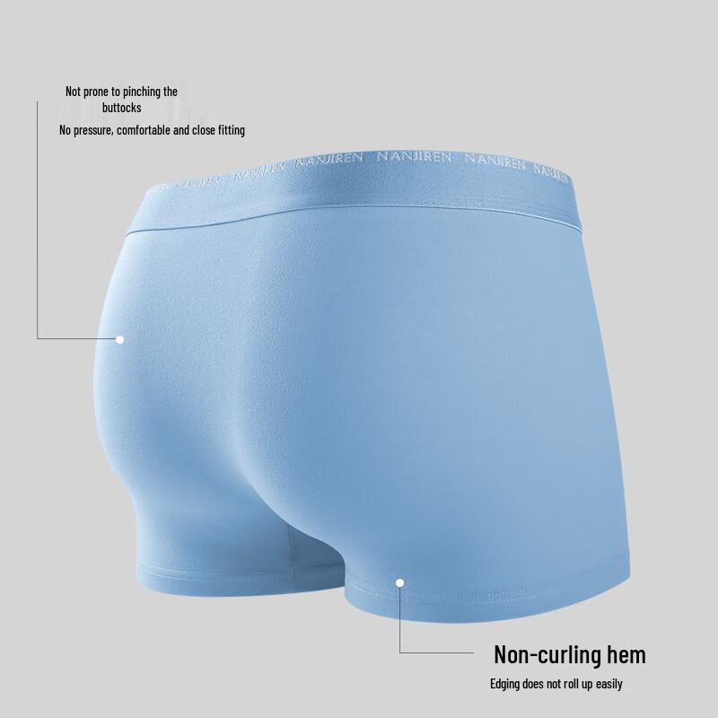 Nanjiren Men's 10A Antibacterial Pure Cotton Boxer Briefs (3-Pack)