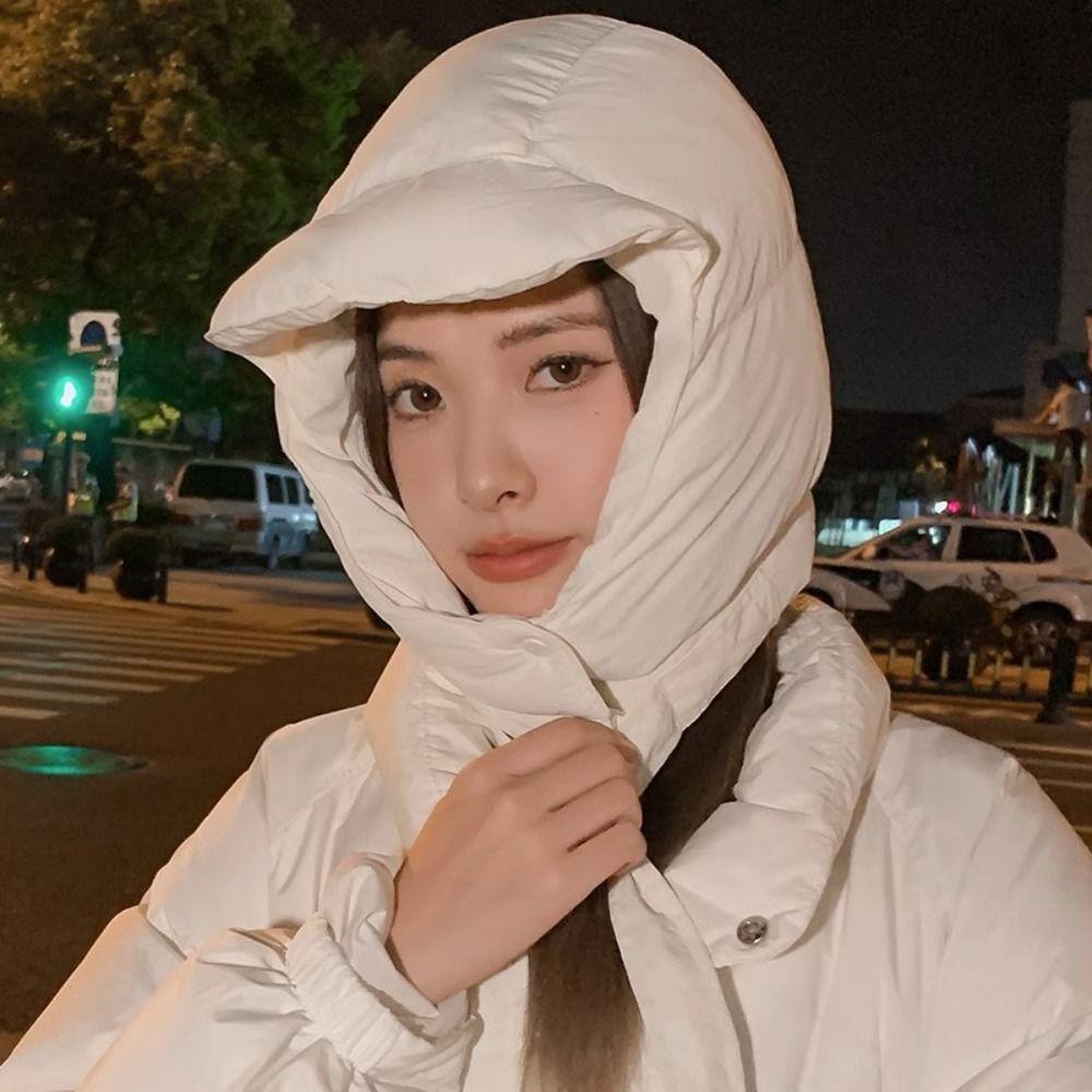 Thickened Ear Protection Hat Down Cotton Pullover Caps Fashion Warm Hats for Women