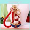 Adorable Cartoon Sailboat Keychain With Sparkling Diamonds Ideal For Travel Souvenir