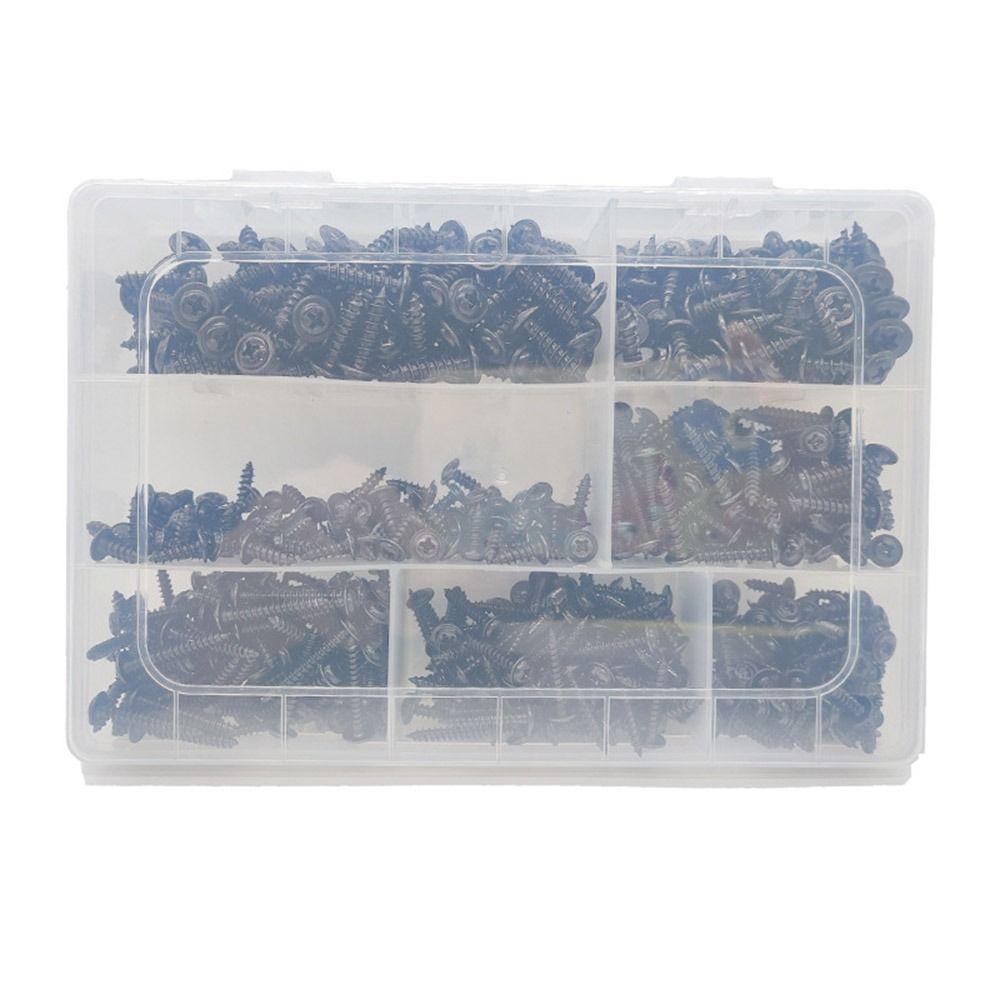 700pcs/set Self-Tapping Screw Assortment Kit Carbon Steel High Hardness Self-drilling Screw Wear-resistant Fully Threaded