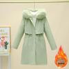 Women's Mid-Length Winter Parka: Thickened Velvet, Korean Style, Loose Fit, Large Fur Collar Cotton Jacket
